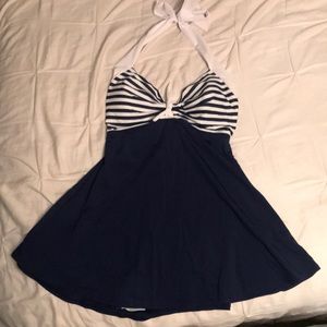Women’s navy & white striped bathsuit